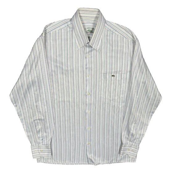 Lacoste Dress Shirt Made in France Striped Cotton Button Down 15 1/2 Medium - Picture 1 of 9